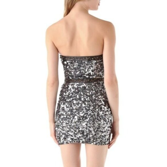 Free People NWT Sequin Strapless Studded Dress Faux Leather Detail 4 - Picture 2 of 10